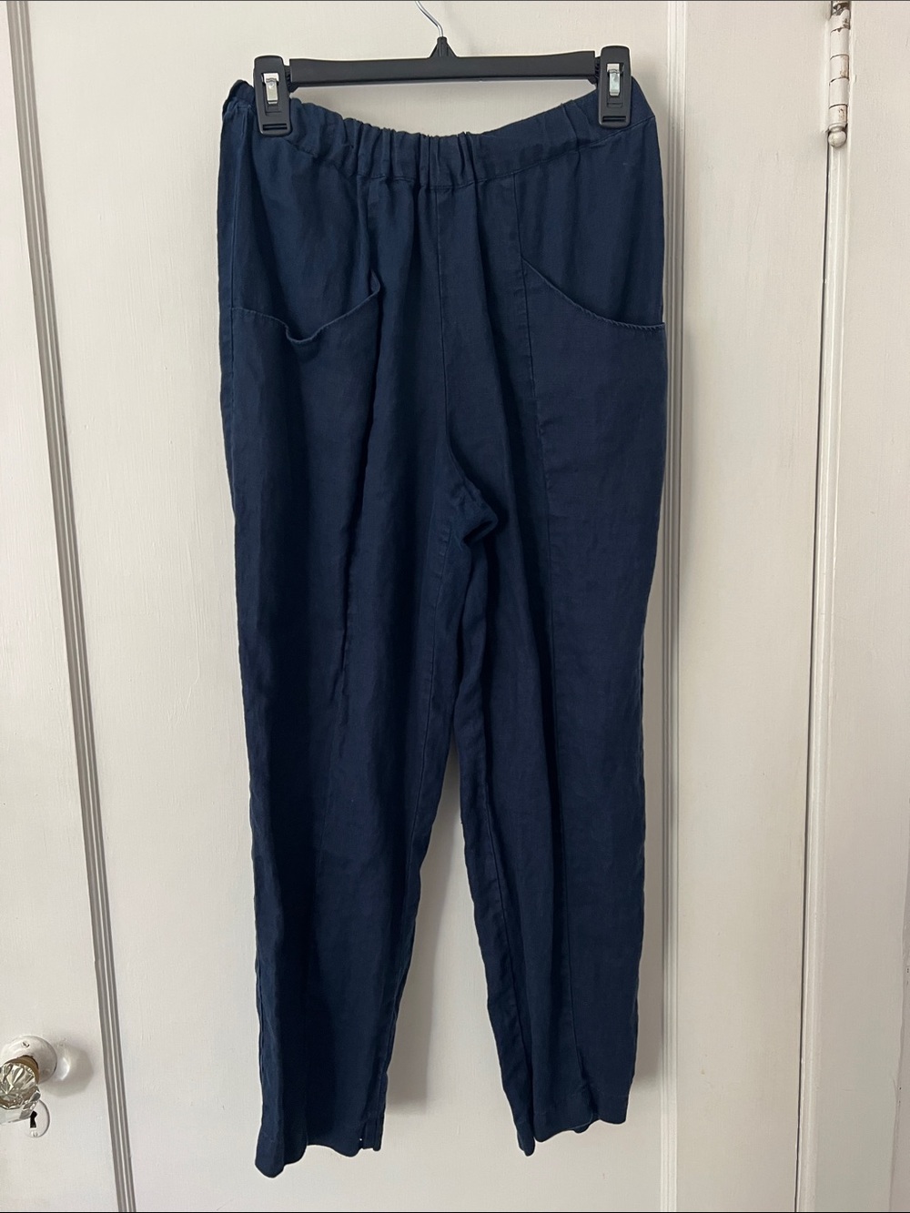 Quince 100% European Linen Tapered Ankle Pants in Deep Navy Blue size Small - Picture 2 of 6